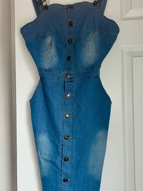 Denim Button-Front Bodycon Dress